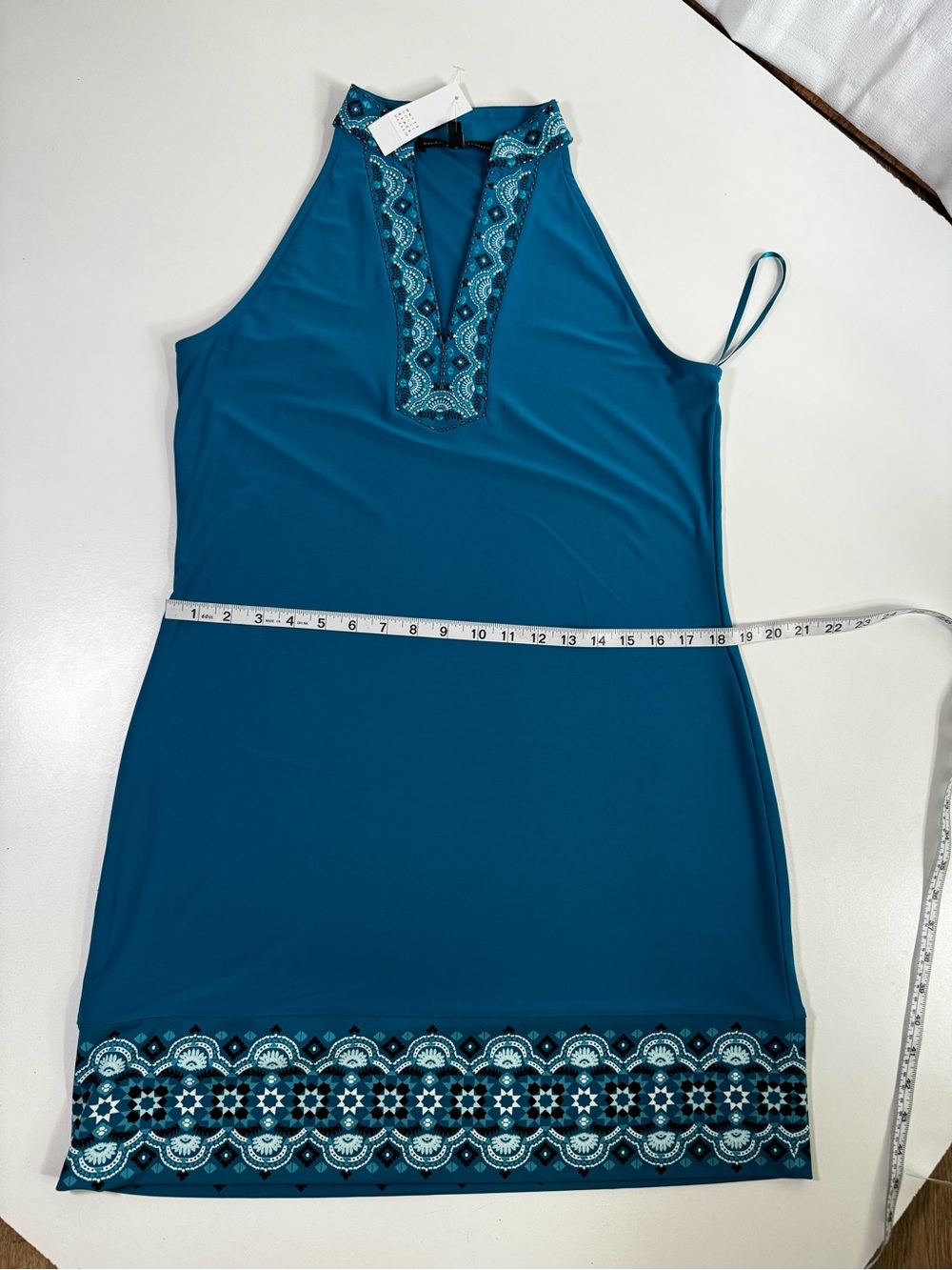 White House Black Market Beaded Geometric Halter Dress NWT L